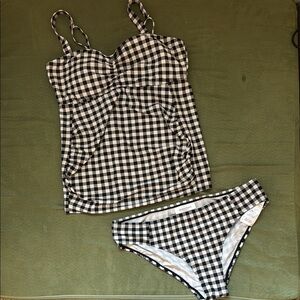 Motherhood Black and White Checkered Maternity Swim suit